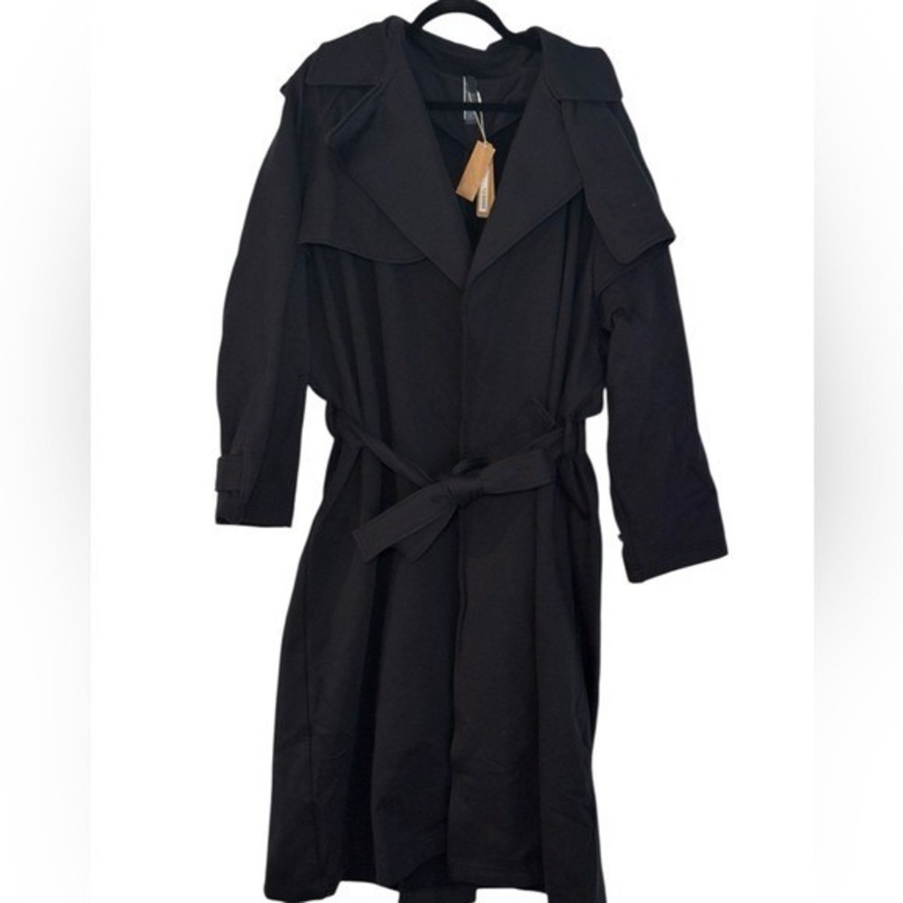 NWT SKIMS Onyx Boyfriend Fleece Trench Coat | Sz Large‎ | CURRENT